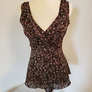 FANG Floral Empire Waist Tie Top